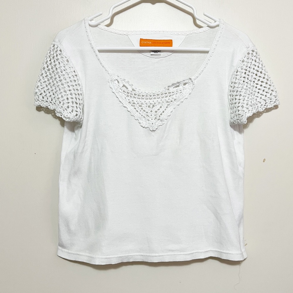 Cynthia Steffe Ribbed Crotchet Top Small